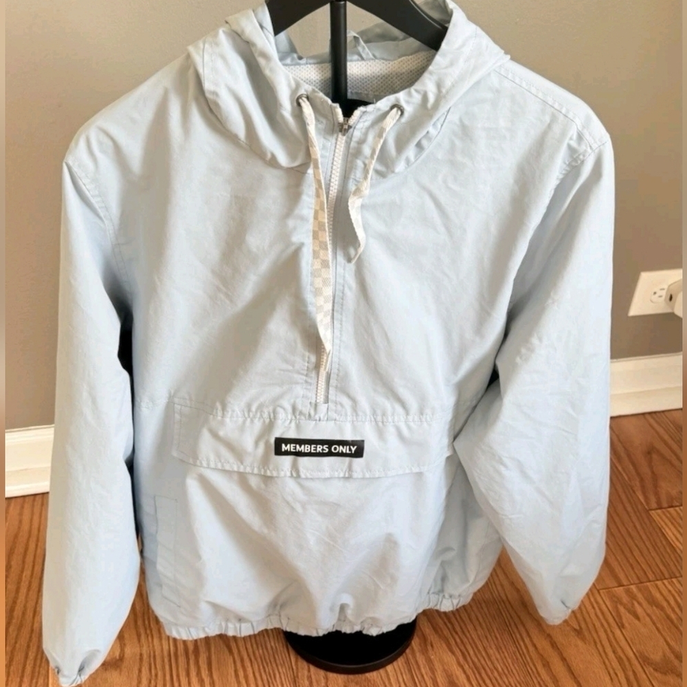 Members Only Blue Raincoat Lightweight Waterproof Sz Large